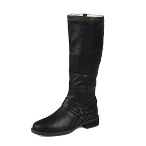 Journee Collection Womens 9 M WC Black Meg Flat Zip Up Riding Boots NIB GS1